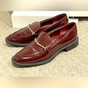 Sarto By Franco Sarto Eda Burgundy Patent Leather Slip On Loafers Gold Hardware